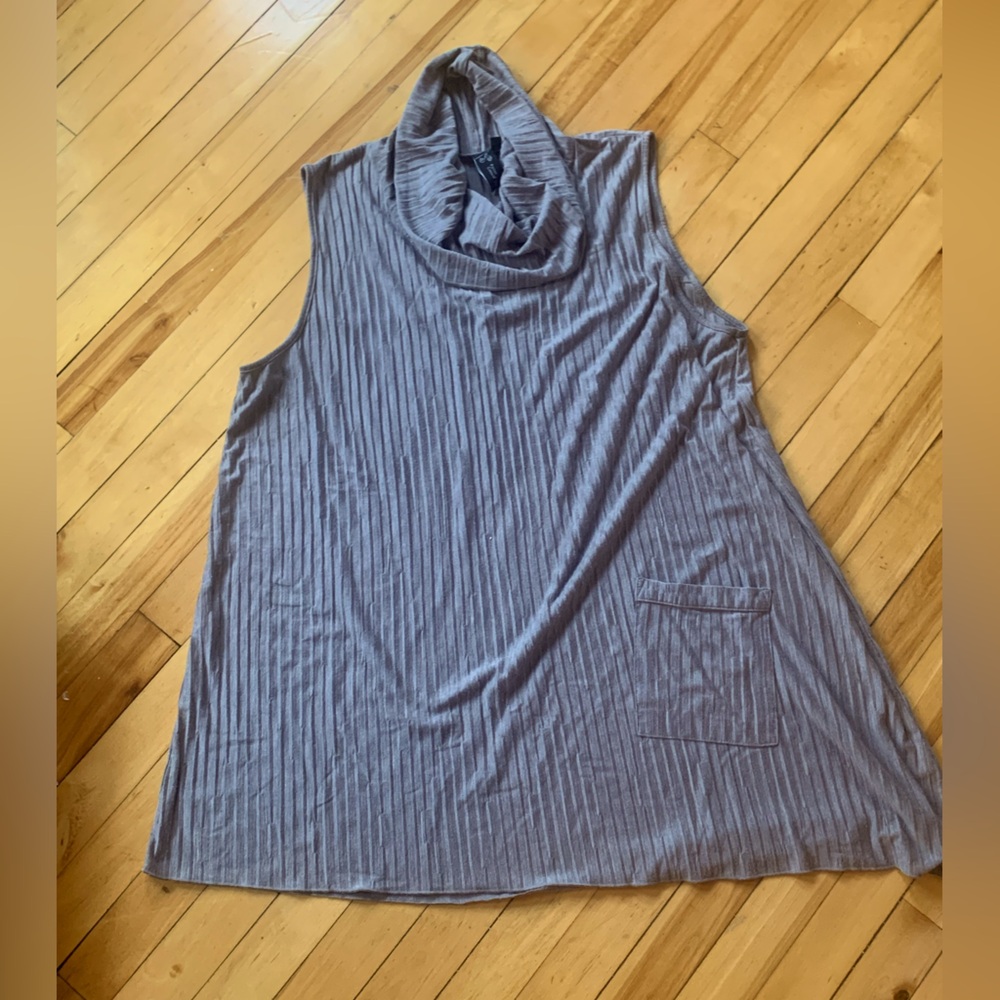 Sleeveless Taupe Gray Cowl Neck Top